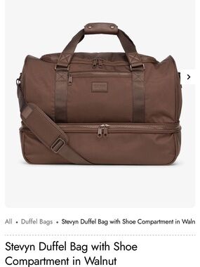 Stevyn Duffel Bag with Shoe Compartment in Walnut